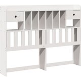 Maison Chic posteljno vzglavje - vzglavna omarica - nočna omarica s predelki bela 140 cm trdna borovina, (21708143) Cene