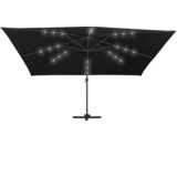  Konzolni suncobran LED s aluminijskim stupom 400 x 300 cm crni | Eponuda.ba