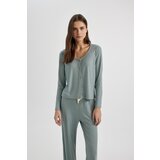 Defacto Fall In Love Regular Fit V-Neck Casual Long Sleeve Pajama Top Cene