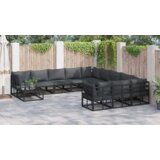  Vrtna sedežna garnitura z blazino 12 pcs Črna Aluminij - - črna - 117.8 - 70 x 70 x 32 cm - | Shoptok.si