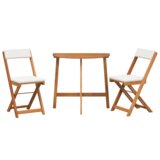 vidaXL 3-dijelni sklopski bistro set s jastučićima od čvrstog bagremovog drveta | shoptok.hr