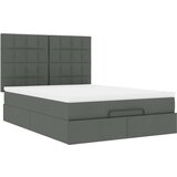 vidaXL Otomanski posteljni okvir z vzmetnico siv 140x200 cm blago | Shoptok.si