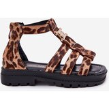 Boto Girls Gladiator Sandals With Gold Detail Panther Print Vesira | Shoptok.si
