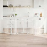 vidaXL Ograda za pse z vrati zložljiva 4 paneli bela 320 cm jelka | Shoptok.si