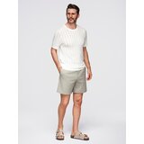 Ombre Men's openwork sweater with round neckline and short sleeves - white | Shoptok.si