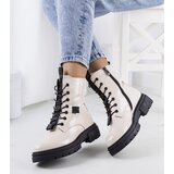 Gemre Beige Patent Leather Hiking Boots Casies | ePonuda.com