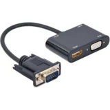 adapter VGA to HDMI + VGA adapter 0.15 m, black, GEMBIRD A-VGA-HDMI-02