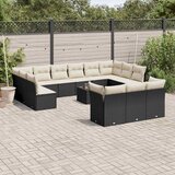  14-dijelni set vrtnih sofa s jastucima poliratan crni | shoptok.hr