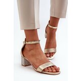 Kesi Women's sandals made of eco leather with embellished high heels, gold Wiatalia Cene