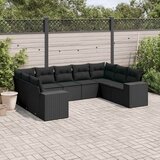  9-dijelni set vrtnih sofa s jastucima crni od poliratana | shoptok.hr