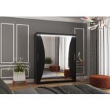 ADRK Klizni ormar s ogledalom i LED rasvjetom CHARLOTTE, 180 cm - CRNA | shoptok.hr