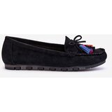 Boto Suede Loafers With Bow And Fringes Black Dorine | Shoptok.si