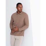 Ombre Men's structured polo longsleeve with patch - brown | shoptok.hr