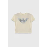 Emporio Armani Otroška bombažna majica bež barva