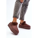 Kesi Women's platform slippers with fur brown Linaris | shoptok.hr