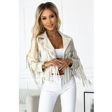 numoco basic 624-1 Short jacket with fringes made of soft eco leather - beige | Shoptok.si