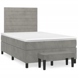 vidaXL Box spring postelja z vzmetnico svetlo siva 120x190 cm žamet Cene