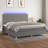  Box spring postelja z vzmetnico LED temno siva 200x200 cm blago, (20761166) Cene