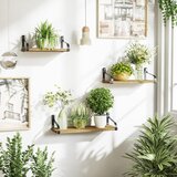 Love-KANKEI 3x lesena stenska polica s kovinskimi nosilci | Shoptok.si