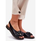 CheBello Leather Flat Sandals With Decoration 4642 Black | shoptok.hr
