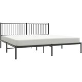 Metalni Kovinski posteljni okvir z vzglavjem črn 193x203 cm | Shoptok.si