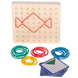 Montessori drvena slagalica Geoboard s gumicama i karticama | shoptok.hr