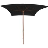  Vrtni suncobran s drvenim stupom 200 x 300 cm crni | Eponuda.com