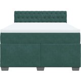 vidaXL Box spring postelja z vzmetnico temno zelena 140x200 cm žamet | Shoptok.si