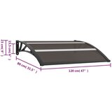  Nadstrešnica za vrata crna 120 x 80 cm PC | shoptok.hr