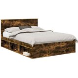  Krevetna konstrukcija s uzglavljem Dimljeni hrast 140 x 190 cm | shoptok.hr