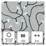 LED božična veriga, 8 m, zunanja in notranja, hladna bela, časovnik D4AC02