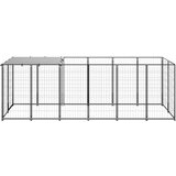 vidaXL Pesji boks črn 330x110x110 cm jeklo | Shoptok.si