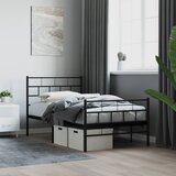  The Living Store Kovinski posteljni okvir z vzglavjem in vznožjem črn 100x190 cm - Kovinski Posteljni Okvir, (21502697) | Shoptok.si