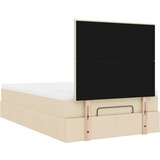 vidaXL Otomanski posteljni okvir z vzmetnico krem 120x200 cm blago | Shoptok.si