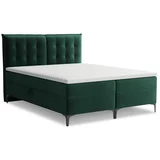 Tamno zeleni boxspring krevet s prostorom za odlaganje 160x200 cm Mikana –