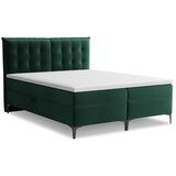 Makamii Temno zelena boxspring postelja s prostorom za shranjevanje 160x200 cm Mikana – | Shoptok.si