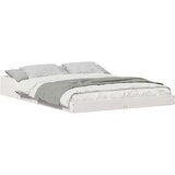 vidaXL Konstrukcija postelje Bela 140 x 190 cm Masivno borovo les, (5000125953) | Shoptok.si