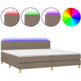  Krevet box spring s madracem LED smeđesivi 200x200 cm tkanina | shoptok.hr