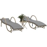 The Living Store Ležalnik 2 kosa z mizico bež poli ratan - Ležalnik, (21483147) | Shoptok.si