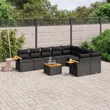 vidaXL 10-dijelni set vrtnih sofa s jastucima crni od poliratana | shoptok.hr