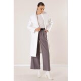 By Saygı Waist Belted Bag Pocket Lined Felt Boucle Coat | shoptok.hr