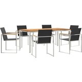 vidaXL 7-delna zunanja jedilna garnitura iz trdnega lesa tik, zunanja miza 180x90x75 cm iz trdnega tikovega lesa | Shoptok.si