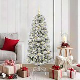vidaXL Umetno Zložljivo Božično Drevo Zelena in bela 150 cm PVC | Shoptok.si