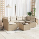 vidaXL set vrtne sofe od 7 dijelova s jastucima bež poli ratana | shoptok.hr