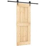  Klizna vrata Prirodna i crna 80 x 210 cm Čvrsta borovina | shoptok.hr
