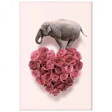  Slika - Elephant Lover (1-part) - Elephant Amid Pink Flowers 40x60 Akustična | shoptok.hr