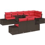  Vrtna sedežna garnitura 9 pcs Rjava in rdeča poli ratan, (5000133917) Slike