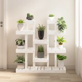  Stalak za biljke bijeli 104,5 x 25 x 109,5 cm masivna borovina | shoptok.hr