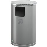 VAR Zbiralnik odpadkov za uporabo na prostem, iz jeklene pločevine, prostornina 30 l, VxØ 620 x 300 mm, srebrn | Shoptok.si