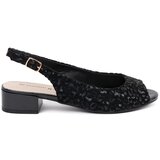 GOODIN Black low-heeled sandals with leopard print Cijene